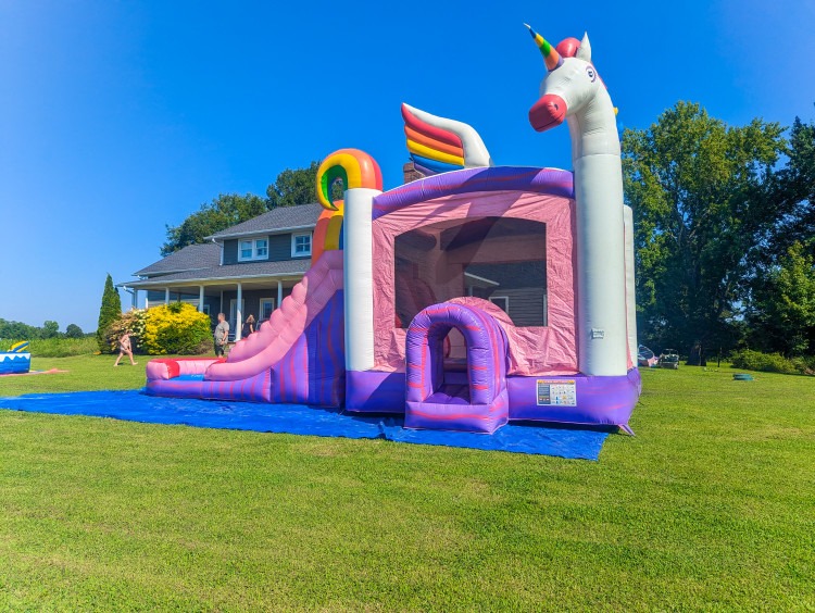 Rainbow Unicorn Bounce House Slide Combo (Wet or Dry) Rainbow Unicorn Bounce House Slide Combo (Wet or Dry)