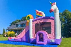 Rainbow Unicorn Bounce House Slide Combo (Wet or Dry)